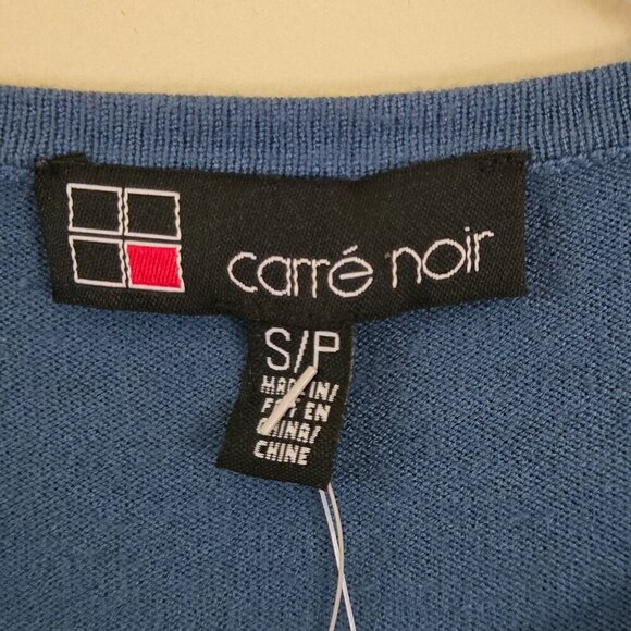 Carre Noir NWT Art To Wear Rhinestone Pearl Teal Polka Dot Sweater Size S - Picture 7 of 8